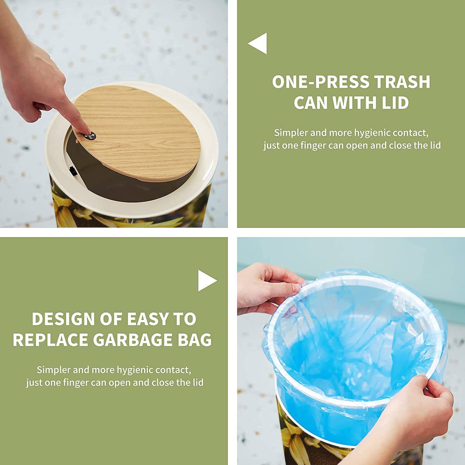 Mango® Small Outdoor Trash Can With Lid - Dog Poop Trash Can For Outdoors - Plant Styled Outdoor Garbage Can - 1.8 Gallon - Throw Away Pet Waste Discreetly - View #5