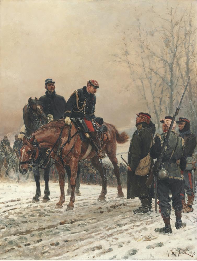 Alphonse Marie De Neuville 19x24 Black Modern Framed Art Print Titled: The Salute (1879)
