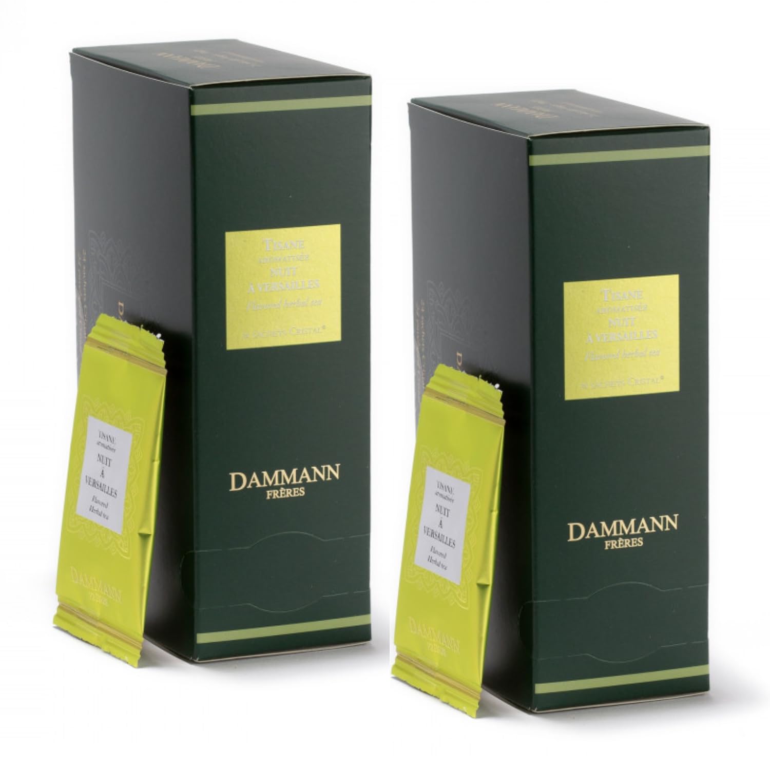 Dammann Frères® | Tisana Verbena Rosa e Tiglio | Infuso Notte a Versailles - 2 x 24 Filtri | Infuso Erbe e Petali Bergamotto Violetta e Kiwi | Tisana Fruttata Senza Caffeina