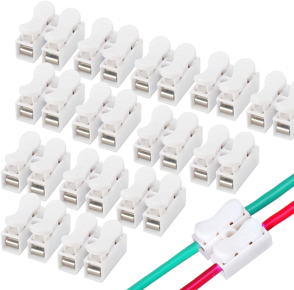 100 Pcs Spring Wire Connectors - CH-2 Cable Connectors, Electrical Wiring Terminals Connector Block, Electric Cable Wire Connectors