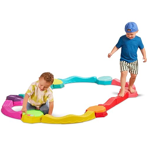 B. toys – Balance Beam for Kids – Musical Games & Activities – 5 Sensory Stones, 8 Wavy Beams & 1 Musical Pod – Indoor & Outdoor Active Play – 3 Years + – Balance & Groove Set