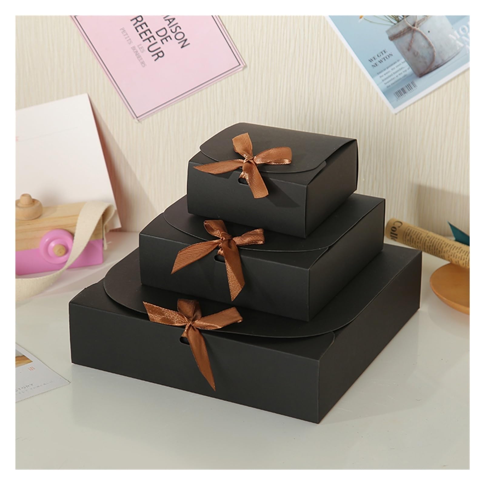 Sacchetti carta regalo kraft Confezione regalo in carta kraft fai-da-te da 10 pezzi Scatole di cioccolato for caramelle di Natale di Halloween Custodia for torta di luna Decorazione for bomboniere for