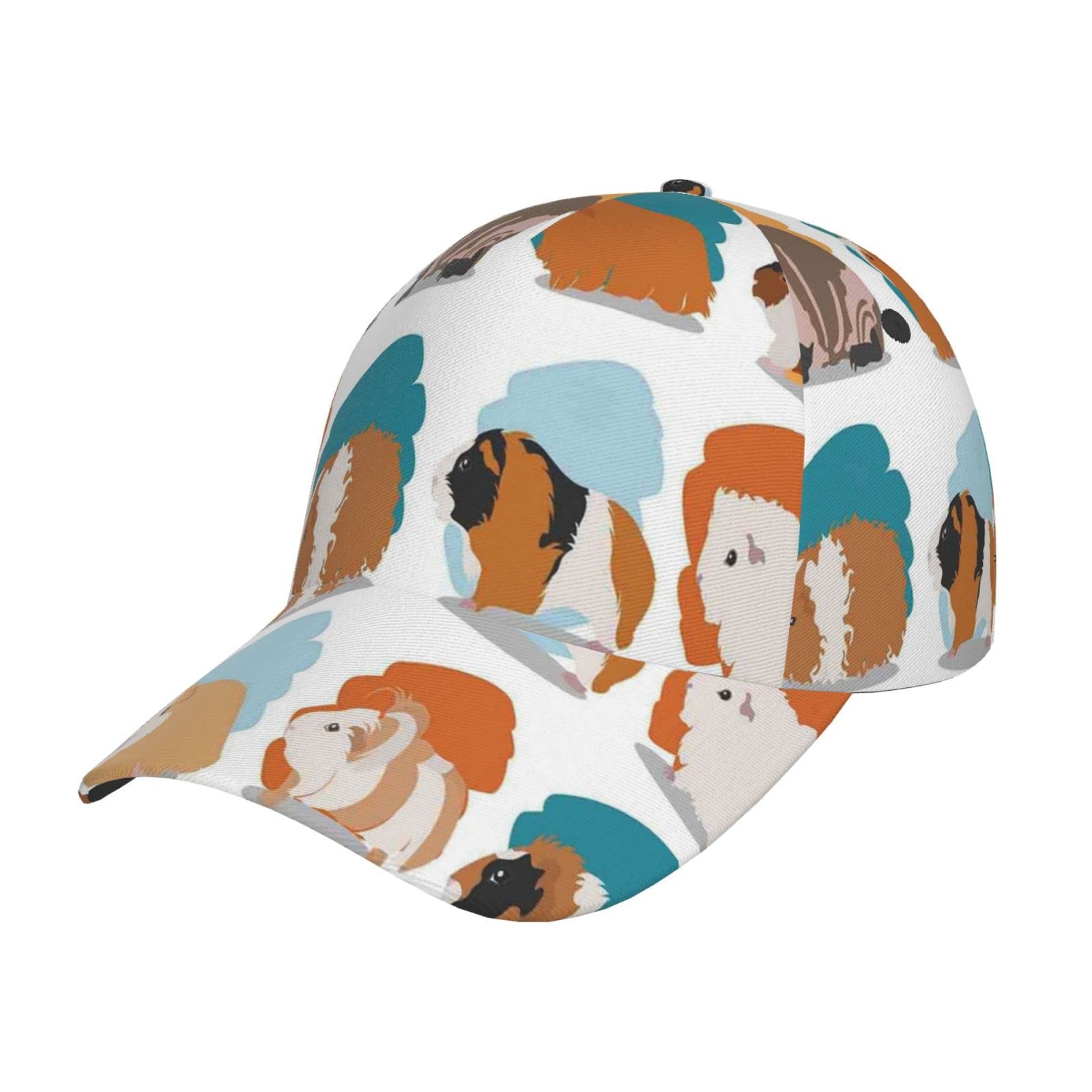 HYSDPUZK Guinea Pig Illustration Print Tylish Curved-Brim Baseball Cap - Full Print Polyester Hat for All Seasons and Genders