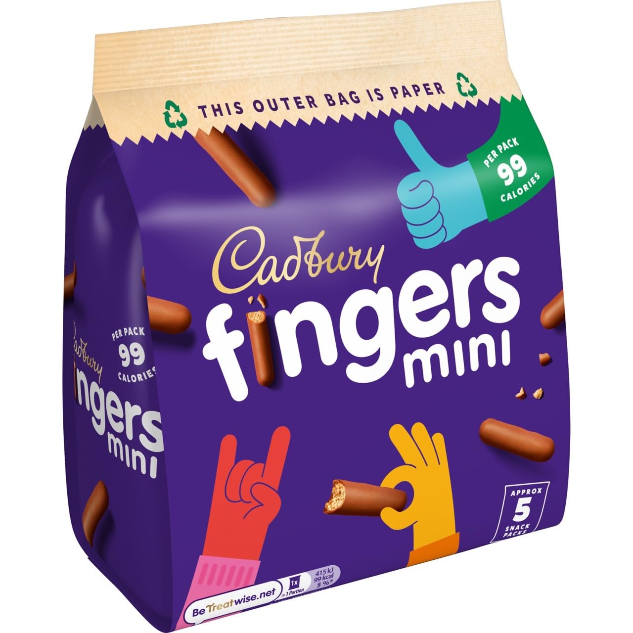 Cadbury Mini Fingers Biscuits Bag, 96.5g