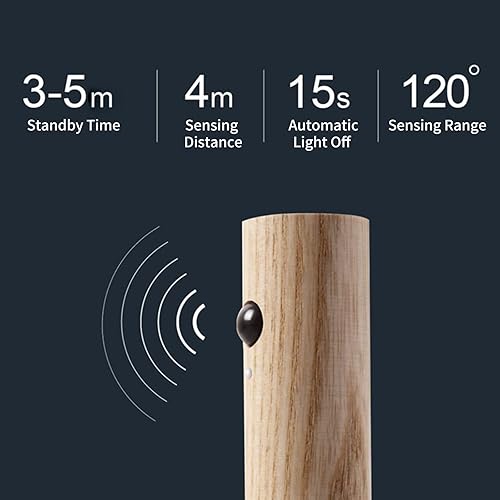 Miniatura 5 de Luz nocturna con sensor de movimiento, luz LED recargable magnética, luz nocturna portátil con sensor inteligente, aplique de pared de madera,