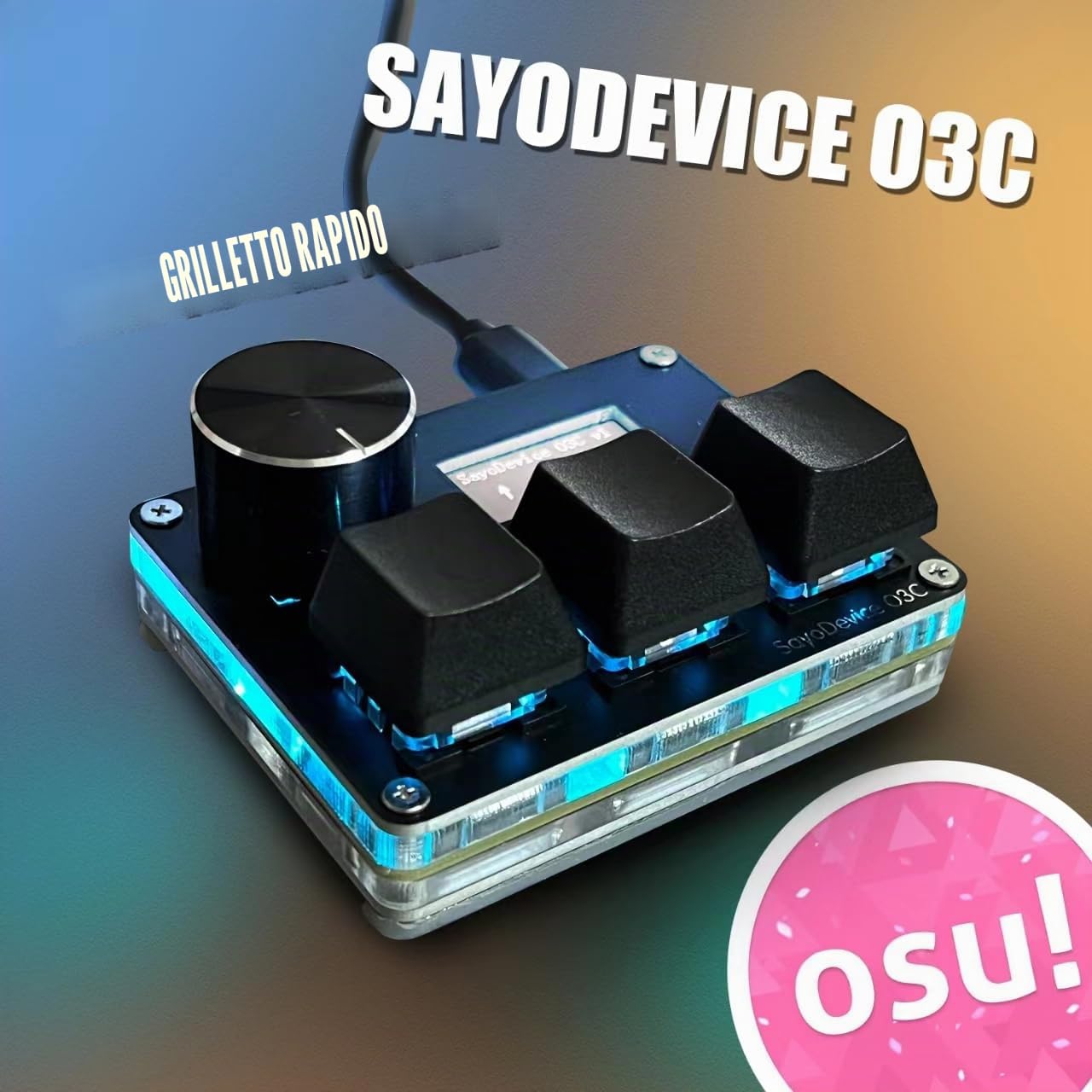BTXETUEL con tastiera SayoDevice O3C OSU con rilascio rapido, interruttore Hall, interruttori lineari magnetici, pulsante e schermo, copia-incolla, scorciatoia, macro hotswap-mini