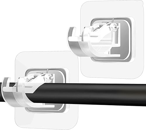 Miniatura 1 de 2 soportes de barra de cortina sin taladro, sin perforar, autoadhesivos, ganchos de barra de cortina, ganchos ajustables para barra de cortina,