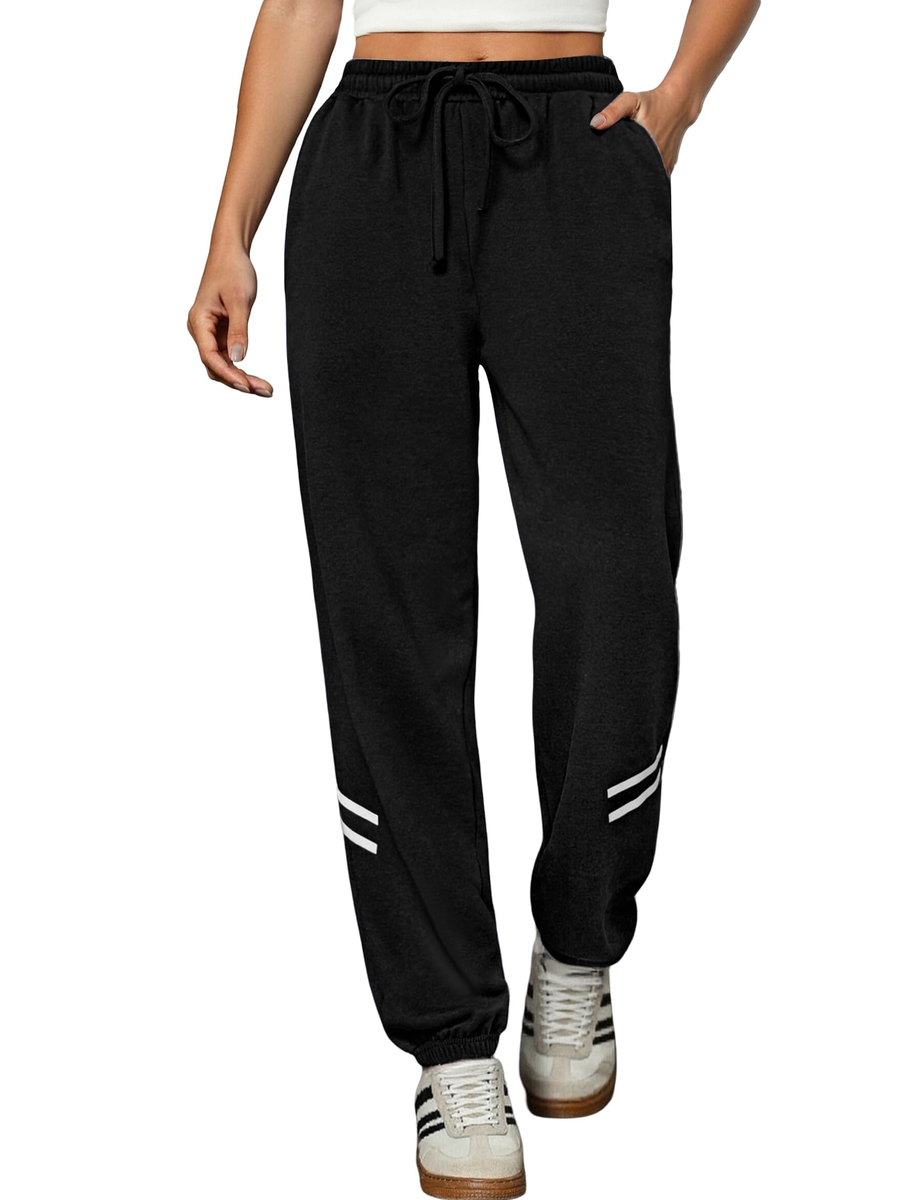 Uniexcosm Jogginghose Damen Lang Trainingshose High Waist Freizeithosen Baumwolle Sweathose mit Tunnelzug und Seitentaschen Laufhosen Sporthosen für Frauen