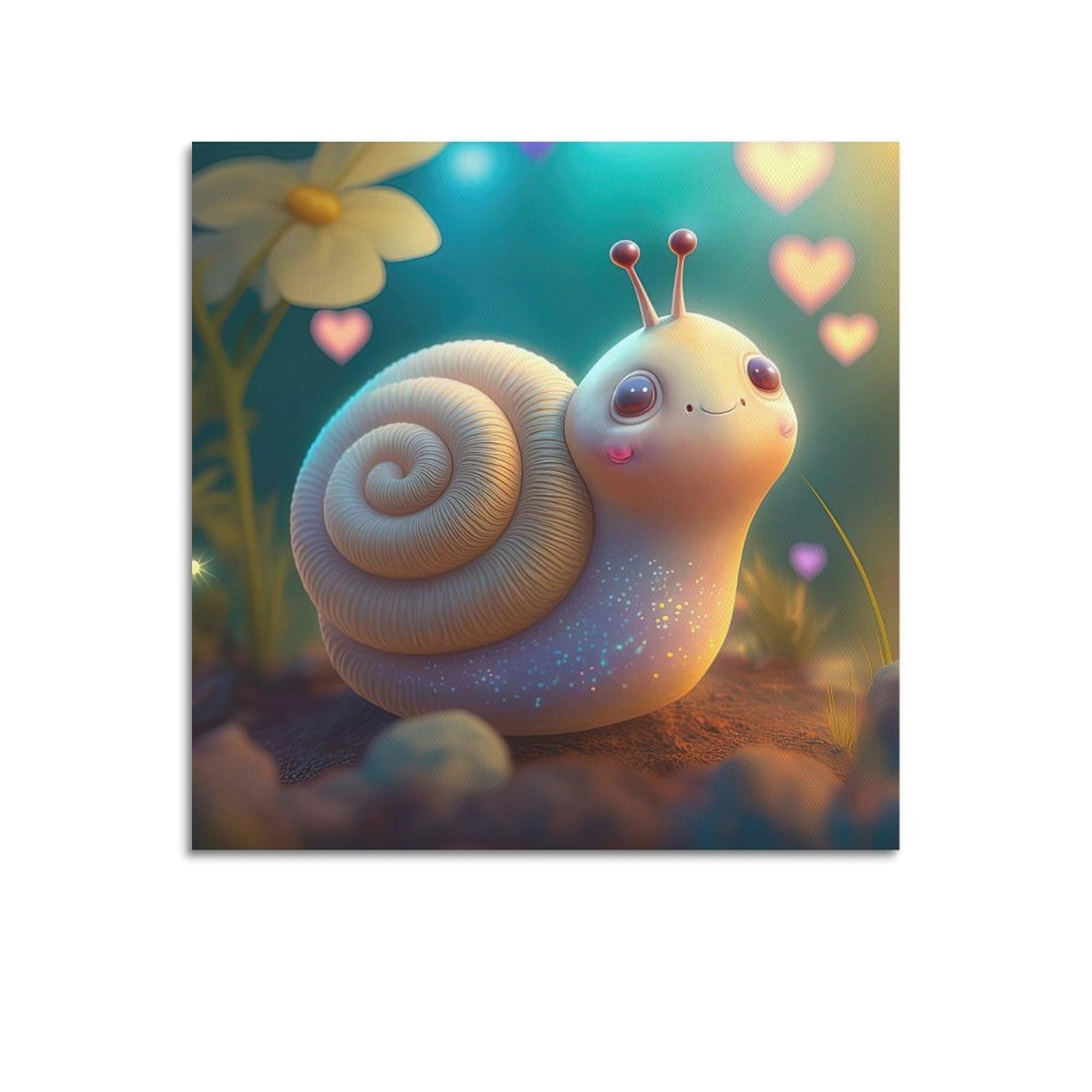 JTLFXY Animal Artwork Poster Cute Snail Poster Decorative Painting Canvas Wall Posters And Art Picture Print Modern Family Bedroom Decor Posters 28x28inch(70x70cm)