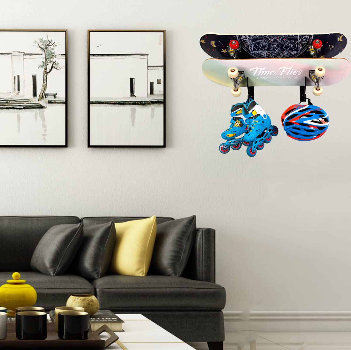WANLIAN Skateboard Wandhouder – Set Van 2 Transparante Acrylrekken, Geschikt Voor De Meeste Skateboards En Longboards, Eenvoudig Te Monteren
