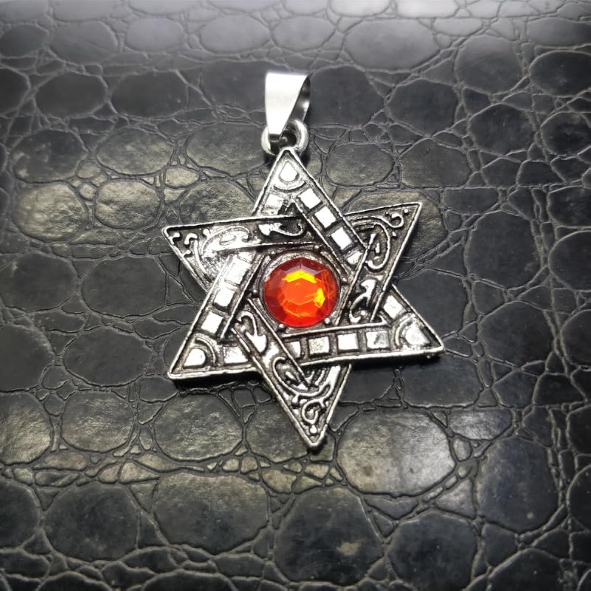 Women's Silver Plated Stainless Steel Star Of David Pendant Necklace