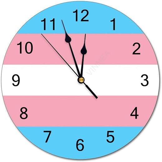 PVC Wall Clock with Transgender Pride Flag Round Wall Clock for Home Wall Office Decoration 12 photo PVC Wall Clock with Transgender Pride Flag Round Wall Clock for Home Wall Office Decoration 12 Inches