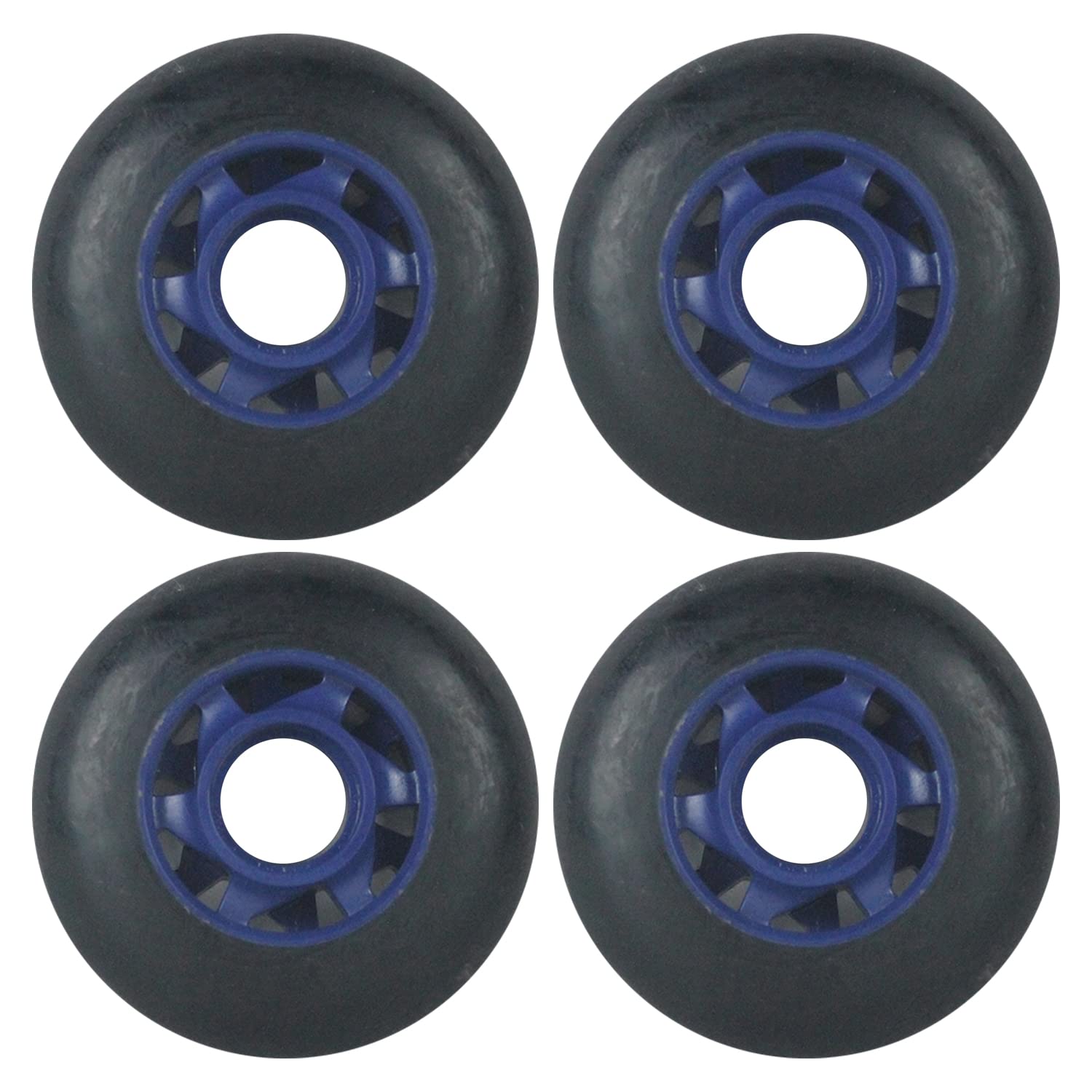 Player's Choice Inline Skate Wheels Multi Use 77mm 78A Black Blue Indoor/Outdoor (4 Wheels)