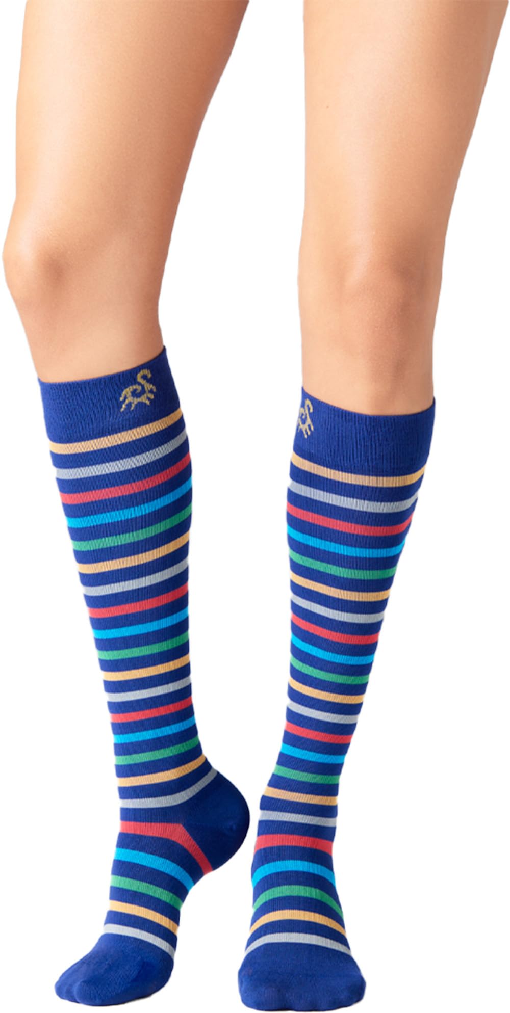 SOLIDEA Gambaletti STRIPE GAME MERIDIAN, Colore BLU CINA. Calze a compressione graduata 15/21 mmHg Art. 0639A0