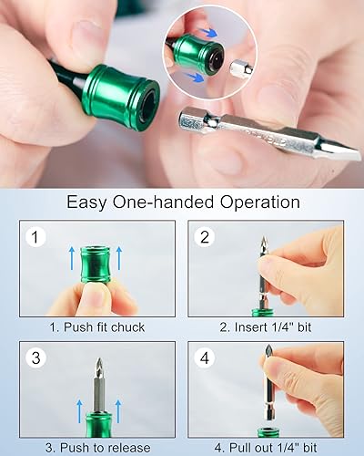 Miniatura 6 de katerk 6 unidades de 14 de pulgada con vástago hexagonal de aleación de aluminio para destornillador, 8 juegos, barra de extensión ligera de cambio