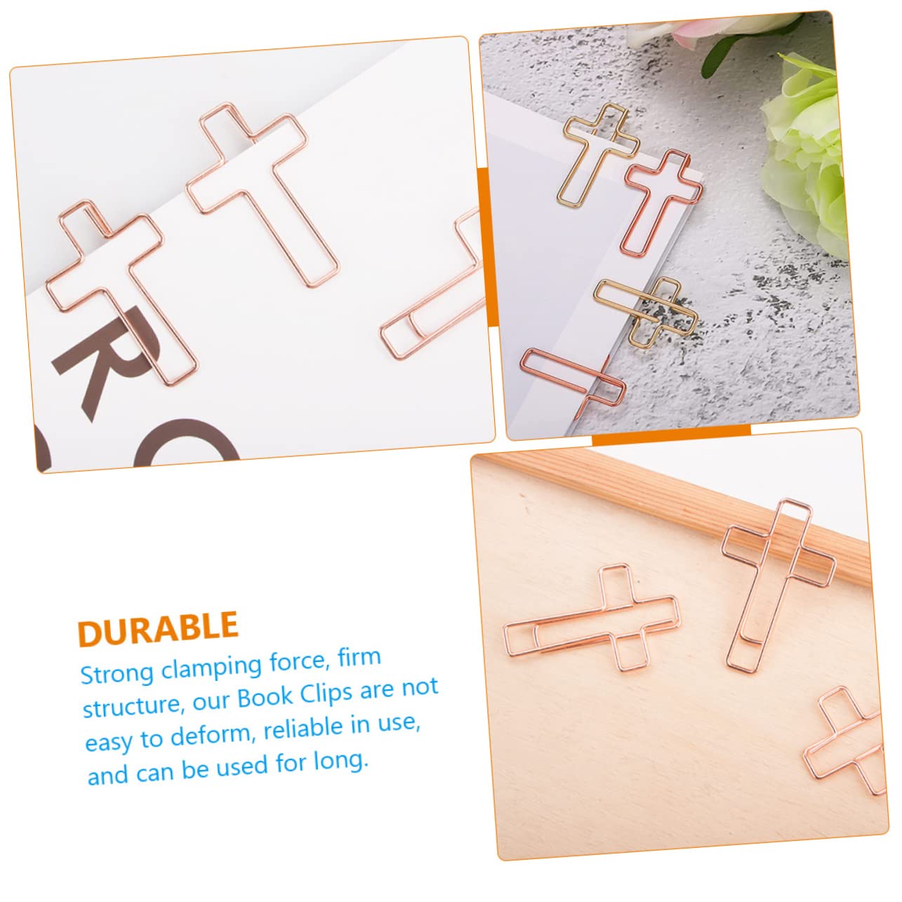 NUOBESTY 5 Juegos Alfiler De Libro Material De Oficina Y Papeleria Decoración De Oficina Divertida Junta Marcapáginas Office Alfiler De Oficina Clips Cruzados Metal Rose Gold 60 Piezas * 5