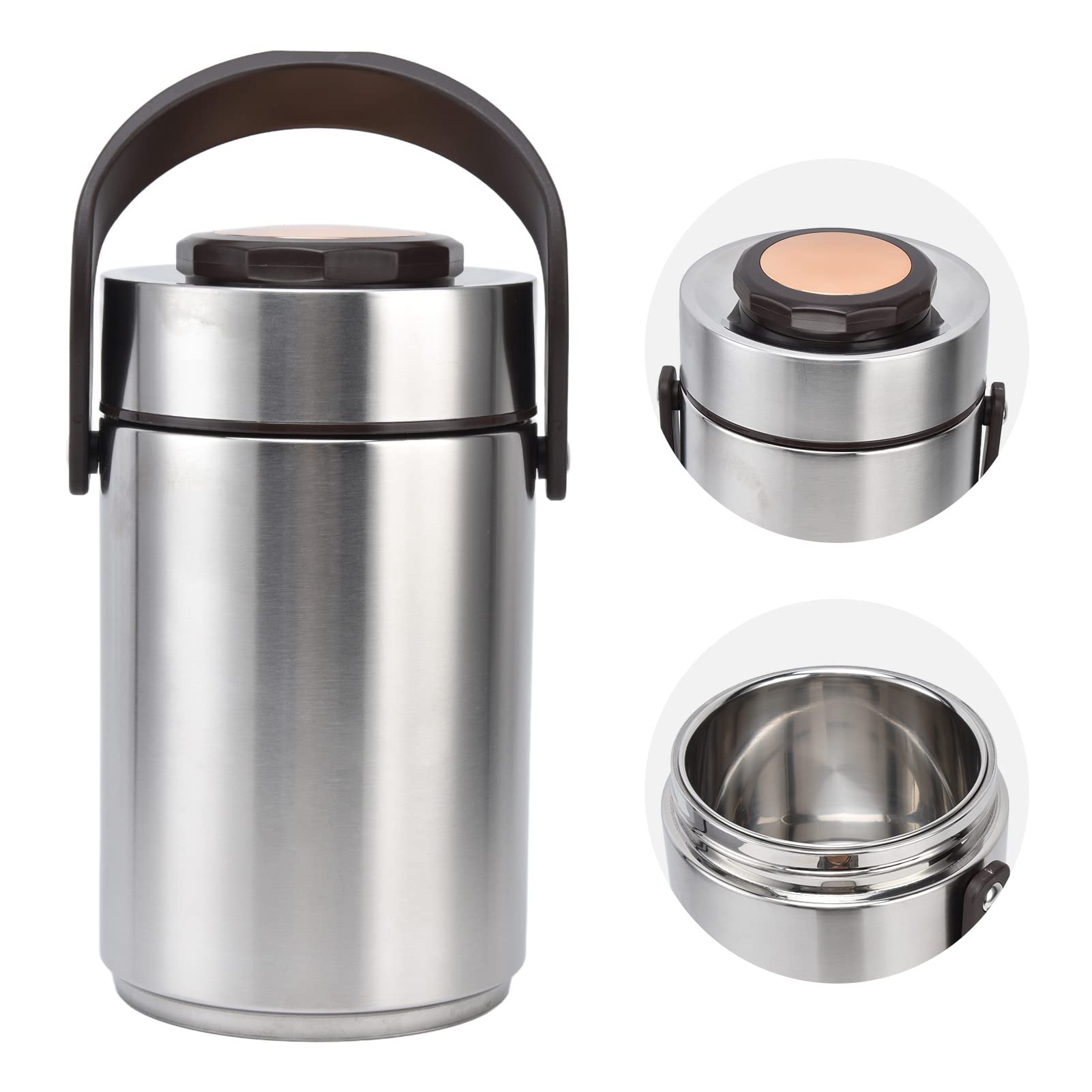 Tarro de Comida Aislado Al Vacío de Acero Inoxidable 304 de 2300ml, Contenedores de Almuerzo de Doble Pared a Prueba de Fugas para Picnic de Viaje de Trabajo