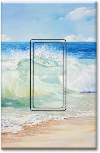 Miniatura 8 de Art Plates - Placa decorativa de pared metálica dúplex eléctrica - Cubierta de salida de 1 banda - Pintura de playa (fabricada en EE. UU.)
