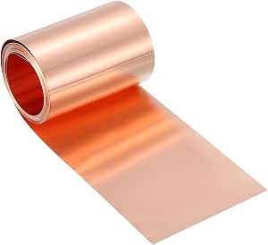 2 Rolls Pure Copper Sheet - 1000mm X 10mm X 0.5mm T2 Copper Strips For Crafting, Electrical & DIY (with Gloves)