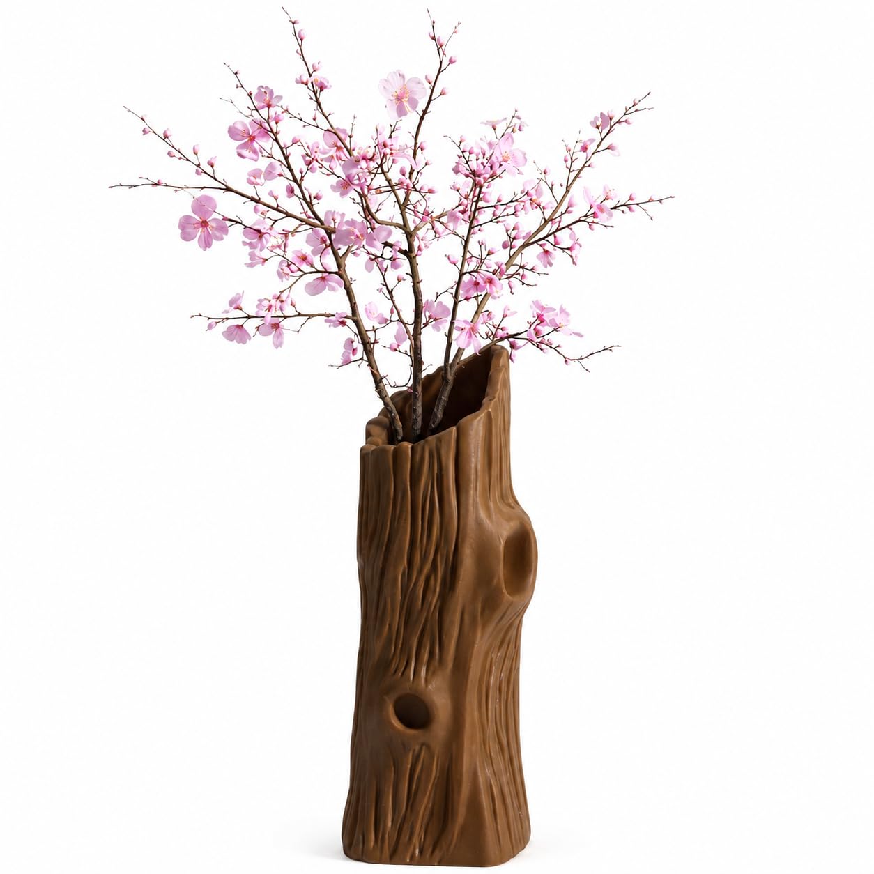 Wood Log Decorative Vase – Premium Wood Texture Flower Pot (Tree Bark Design)-image-18