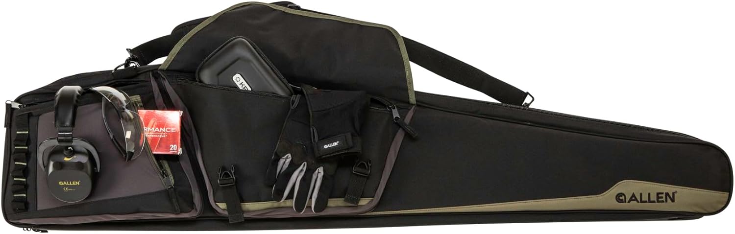 Allen Company Rocky Double Rifle Case - Soft Gun Storage for Rifles and Shotguns - Padded Compartments with Shoulder Strap - Black/Tan