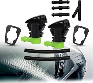 Windshield Washer Nozzles Kit with Hoses and Connectors Fit for 2011-2023 Grand Cherokee WK2 WL, Front Window Wiper Fluid Spray Jet Replacement Parts, Replaces 68260443AA (Comprehensive Set)