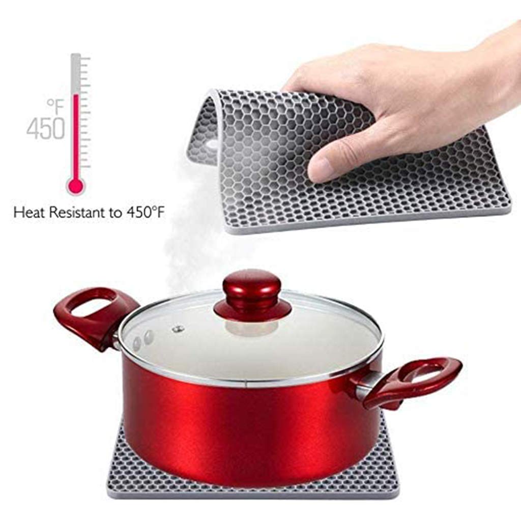 Tapis de Table de Mariage Western, Tapis de Table en Nid d'abeille en Silicone antidérapant Anti-Brûlures pour la Décoration Sets de Table de Fête de Noël Ensemble de 6, Gris X6