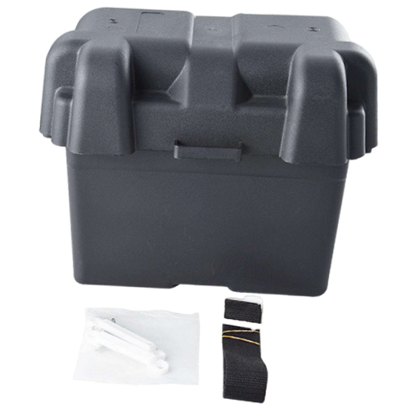 Tragbare Batteriebox, Aufbewahrungsbox, Kompakter Behälter mit Schnallenverschluss, Aus PP Material, Geeignet für Fahrzeuge, Boote, Wohnmobile Und Rei, Länge 33,5 cm