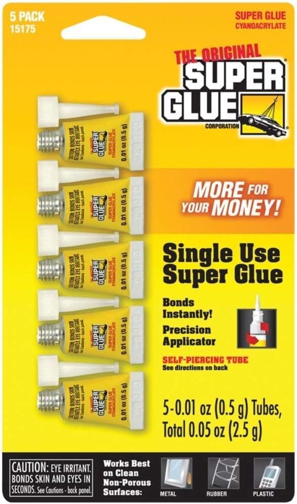 1 Pack of 5 Single Use Super Glue (Pack of 3)