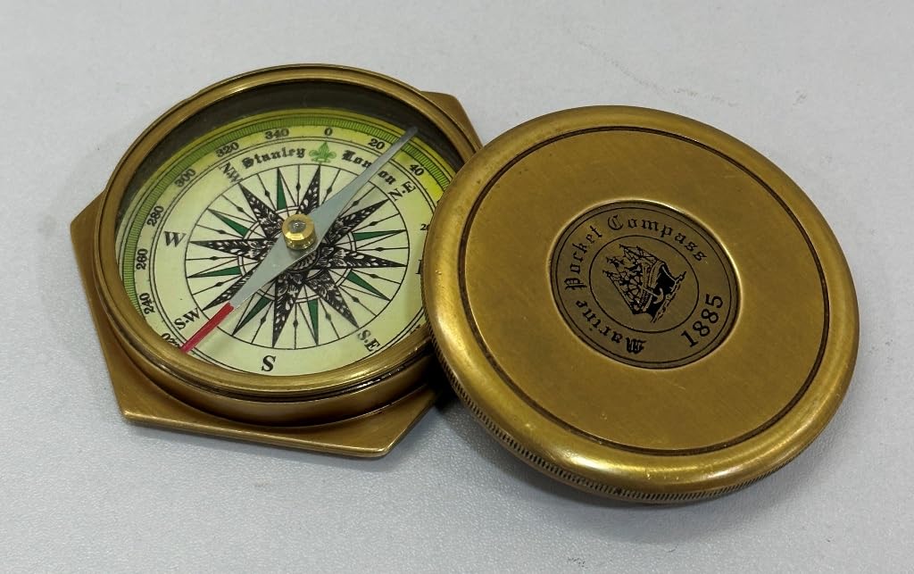 Marine Antique Beautiful Brass Compass 3" Maritime Compass Hexagon Shape Gift Compass with History of Titanic/Pocket Compass-image-43