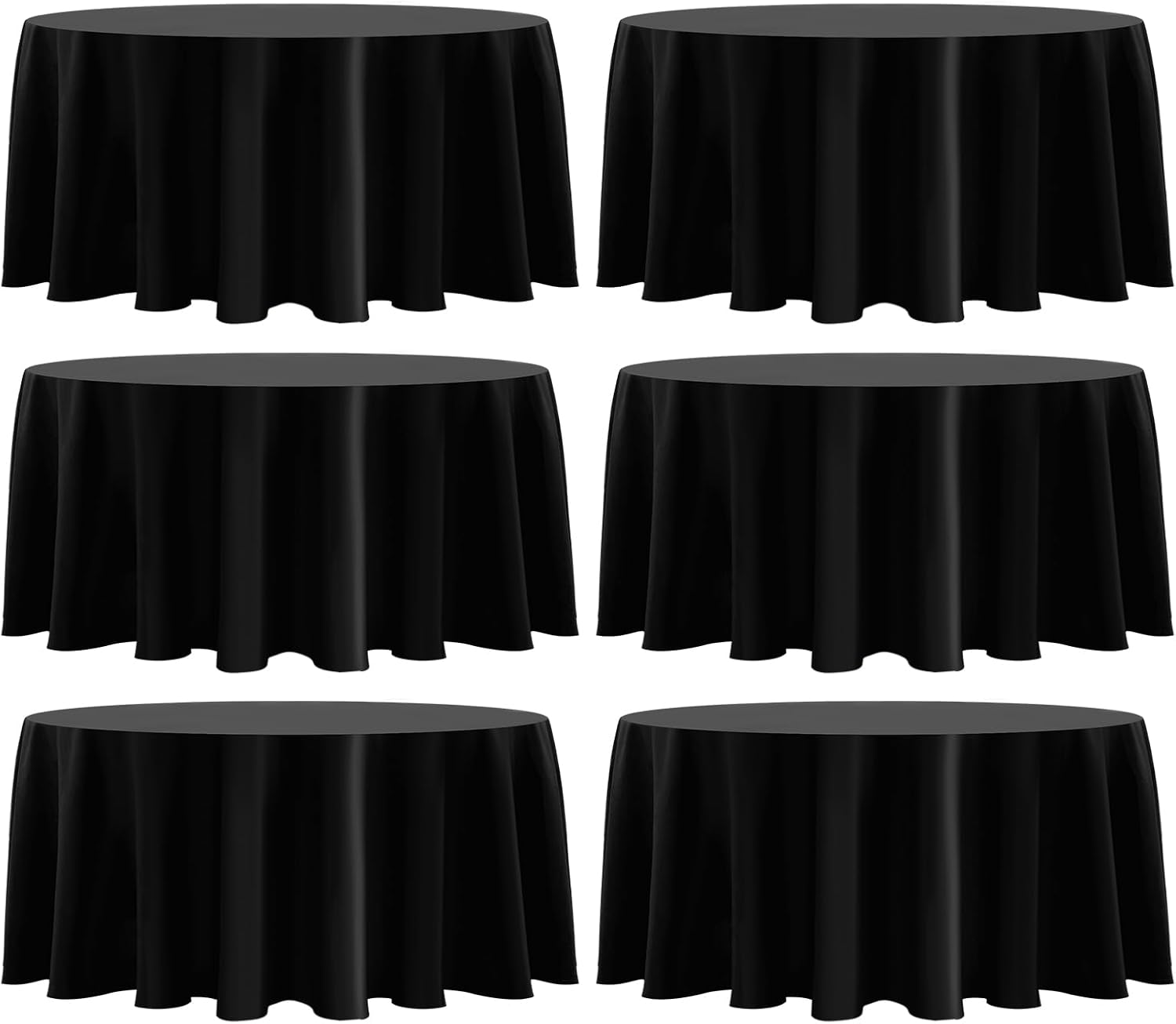 Aocoz Black Tablecloth90 Inch Round Tablecloth, 6 Pack