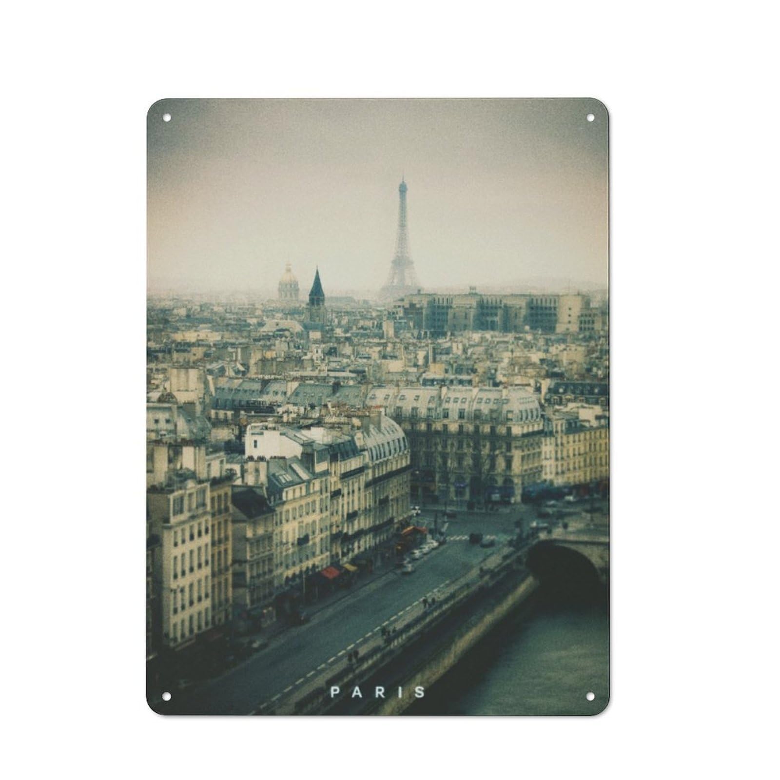Junmoney Paris Rustic Metal Wall Sign 40X30cm For Home Office Or Studio, For Garage, Workshop And Man Cave Decoration