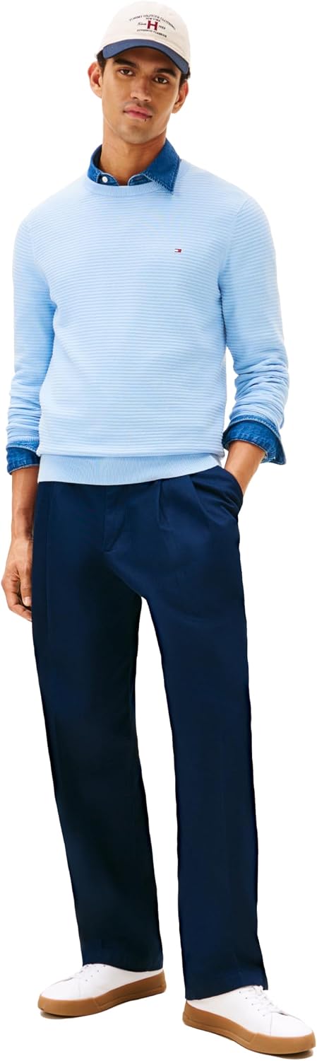 Tommy Hilfiger Men's Cotton Knit Lightweight Crewneck Sweater Pullover
