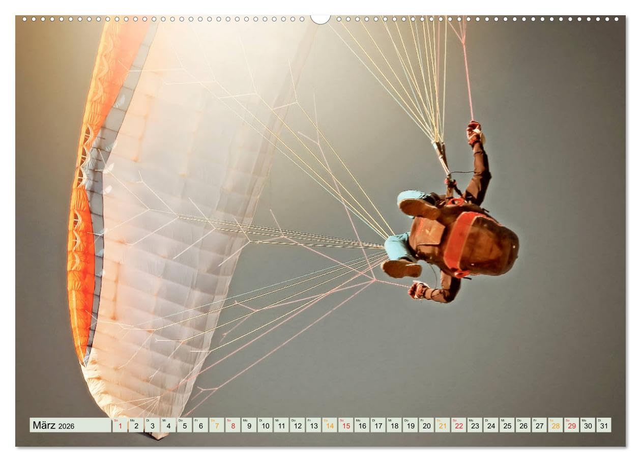 Paragliding - Mut zum Abenteuer (Wandkalender 2026 DIN A2 quer), CALVENDO Monatskalender: Paragliding - schweben ohne Grenzen mit dem Gleitschirm. (CALVENDO Sport)