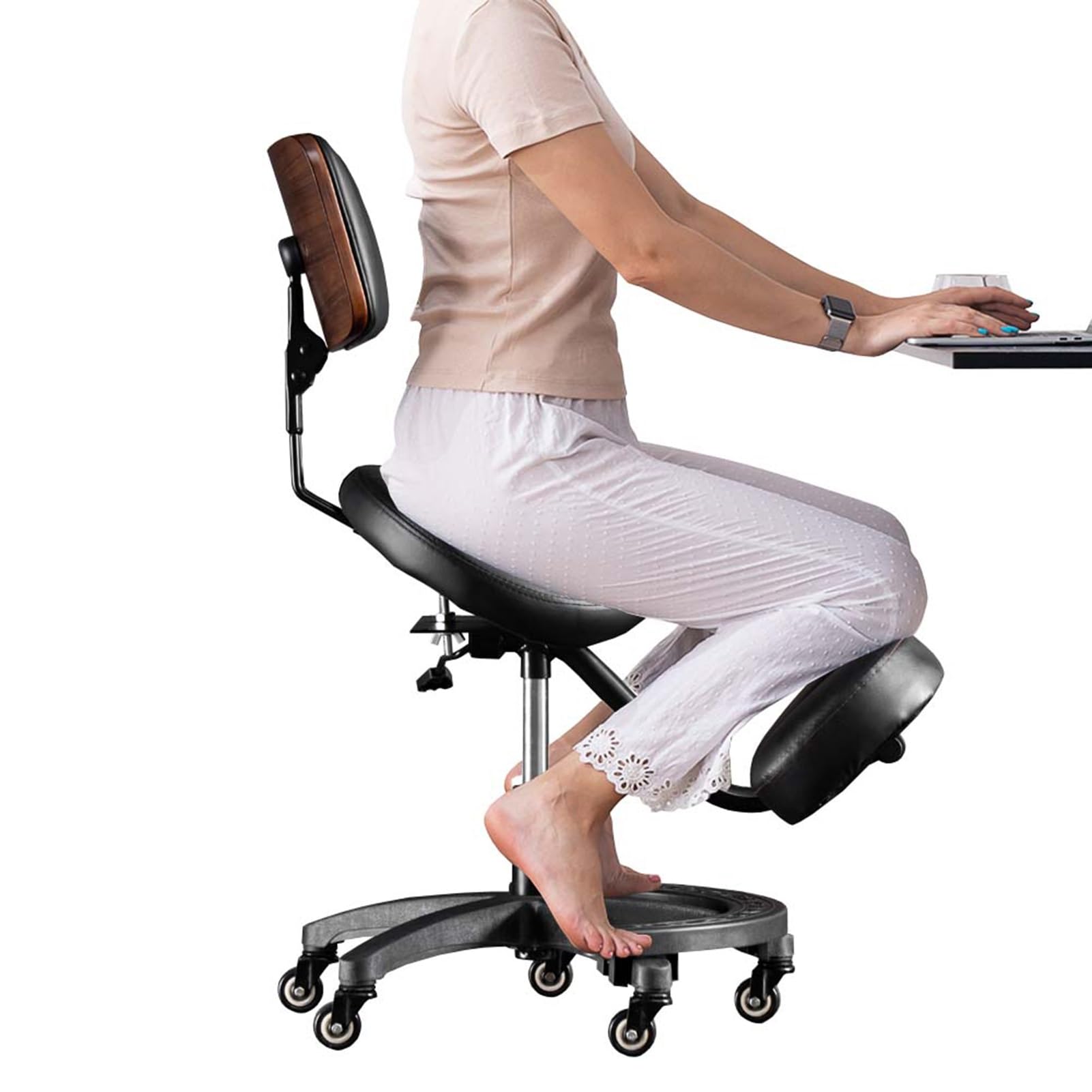 Genérico Silla ergonómica Profesional de Rodillas, con Equilibrio Variable, Altura Ajustable for Mejorar la Postura y la circulación de Las piernas.