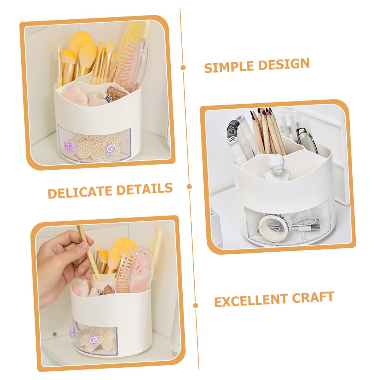 3 Stück Drehbarer Stifthalter mit Schublade Klarer Schreibtisch Organizer für Büro und Zuhause Platzsparend Leicht zu Reinigen Vielseitig für Stifte Make Up Pinsel und Kleine