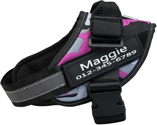 Miniatura 9 de HOTGOL Arnés personalizado para perro sin tirones con nombre personalizado y etiqueta de número de teléfono, chaleco reflectante transpirable