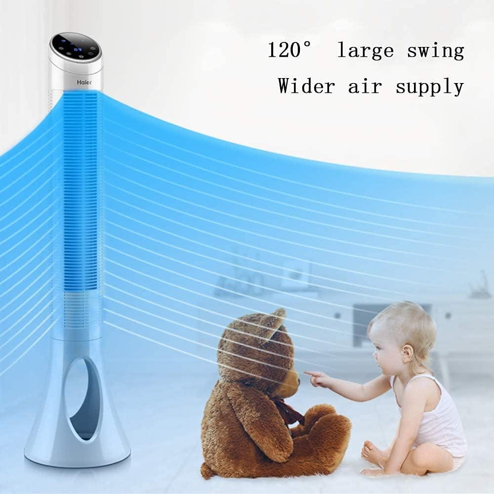Evaporative Coolers Oscillating Bladeless Tower Fan Remote Control Timing Mute Floor Fan Negative Ion Air Purifier Home Air Circulator Fan White and 44 * 11 Inch (Color : Whitey Size : 4 (Whitej 44