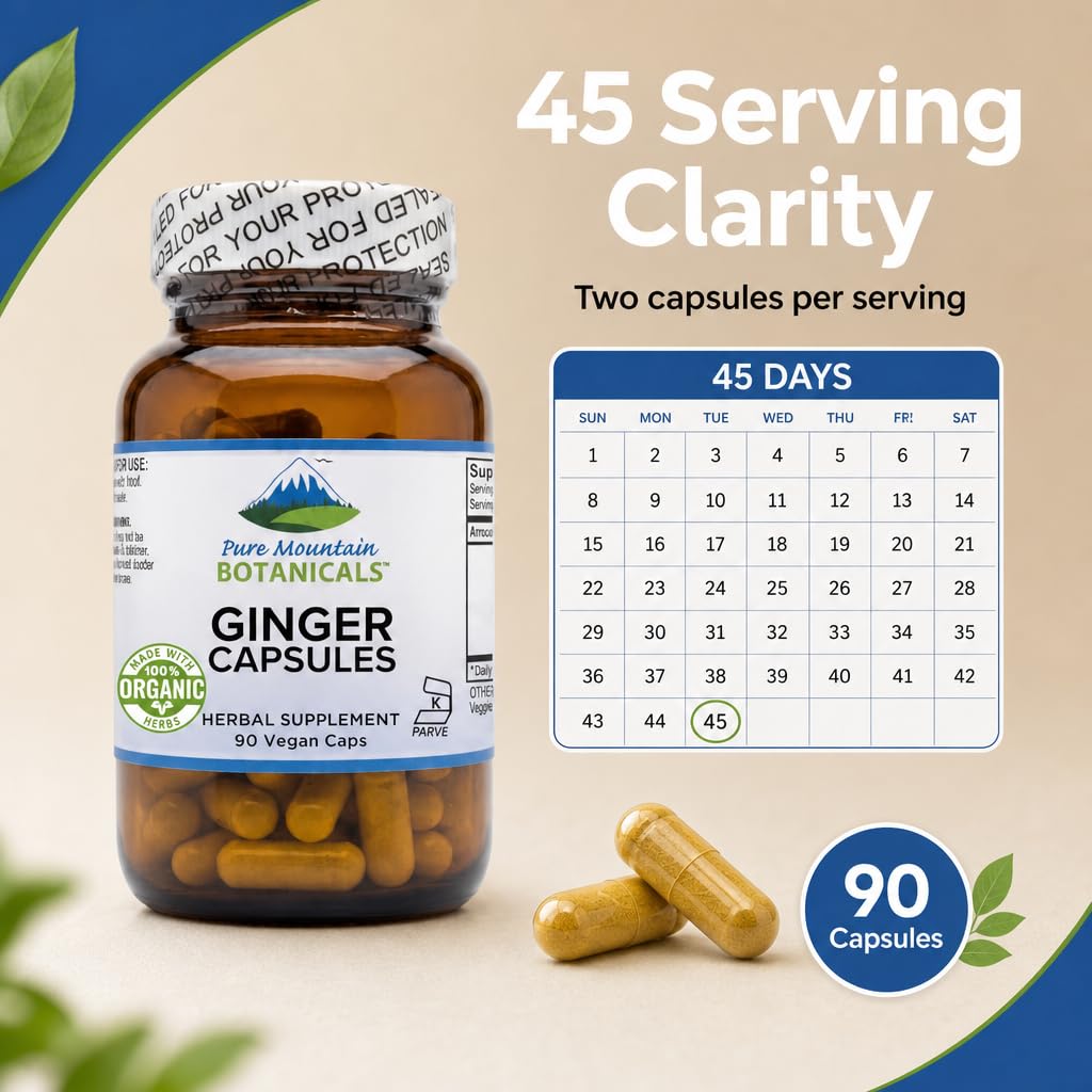 Pure Mountain Botanicals Ginger Capsules - 1000mg Organic Ginger Root — Amazon image 9