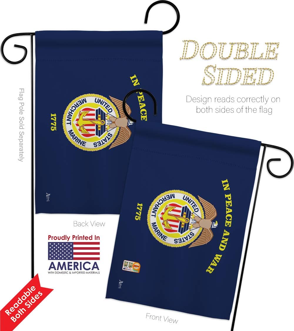 Marine Corps Merchant Garden Flag Armed Forces USMC Semper Fi United State American Military Veteran Retire Official Small Decorative Gift Yard House Banner Double-Sided Made In USA 13 X 18.5