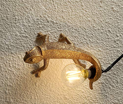 Image of MAYOLA Modern Chameleon Table Light,Wall Lamp, Resin Chameleon Lighting Fixture for Living Room, Bedroom, Office, College Dorm (C-Style-Wall, Gold)