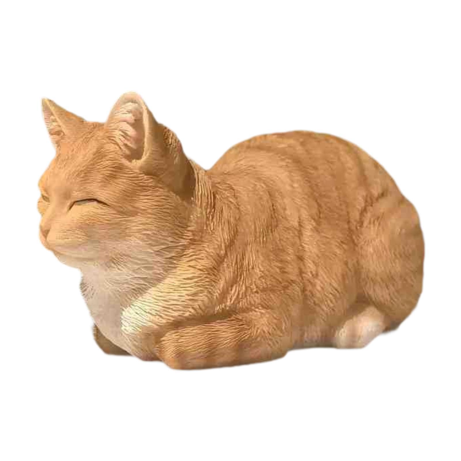 Sculpture de chat endormi orange en résine pour insuffler douceur et tendresse dans votre foyer
