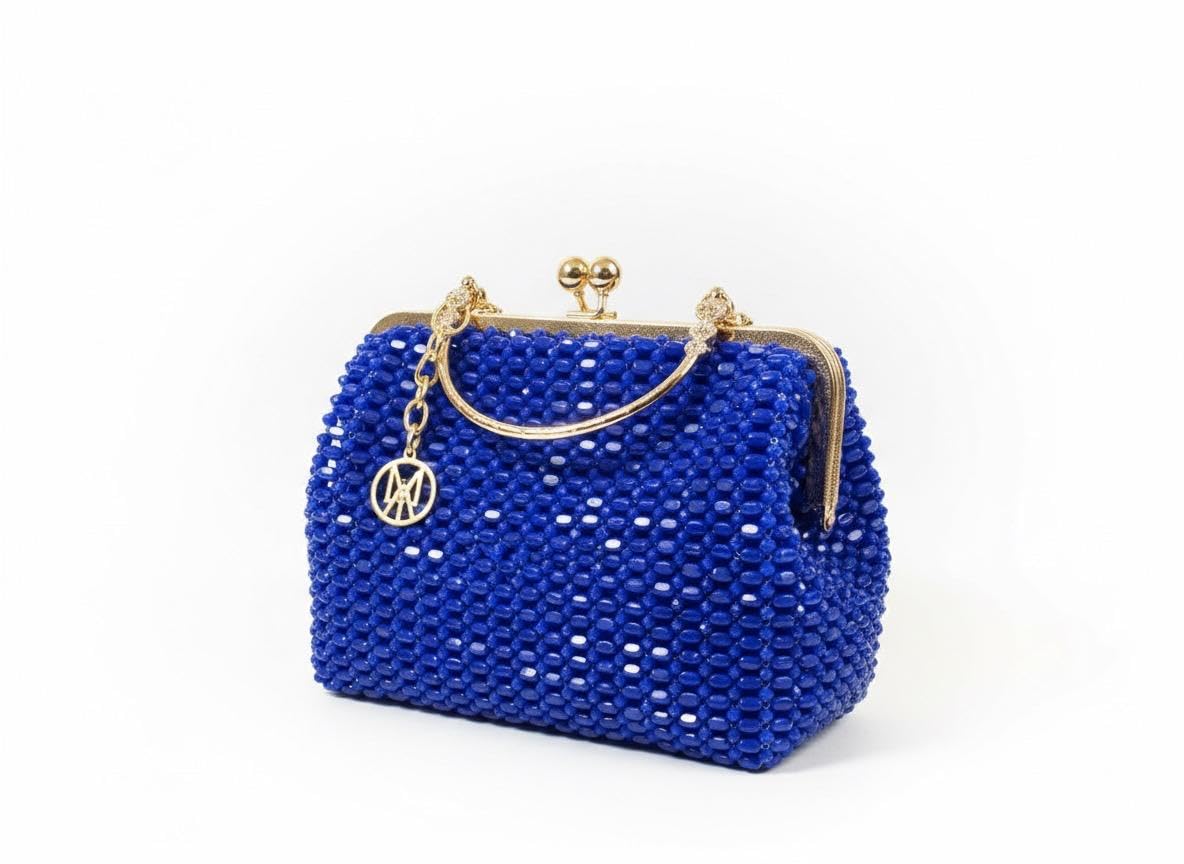 Handmade Blue Beaded Purse/Crystal Beaded handbag for women/Elegant crystal Purse/Stylish Designer Evening Clutch for Wedding & Party Use/Trendy Party & Casual Bag/Gift for Ladies & Girls-image-35