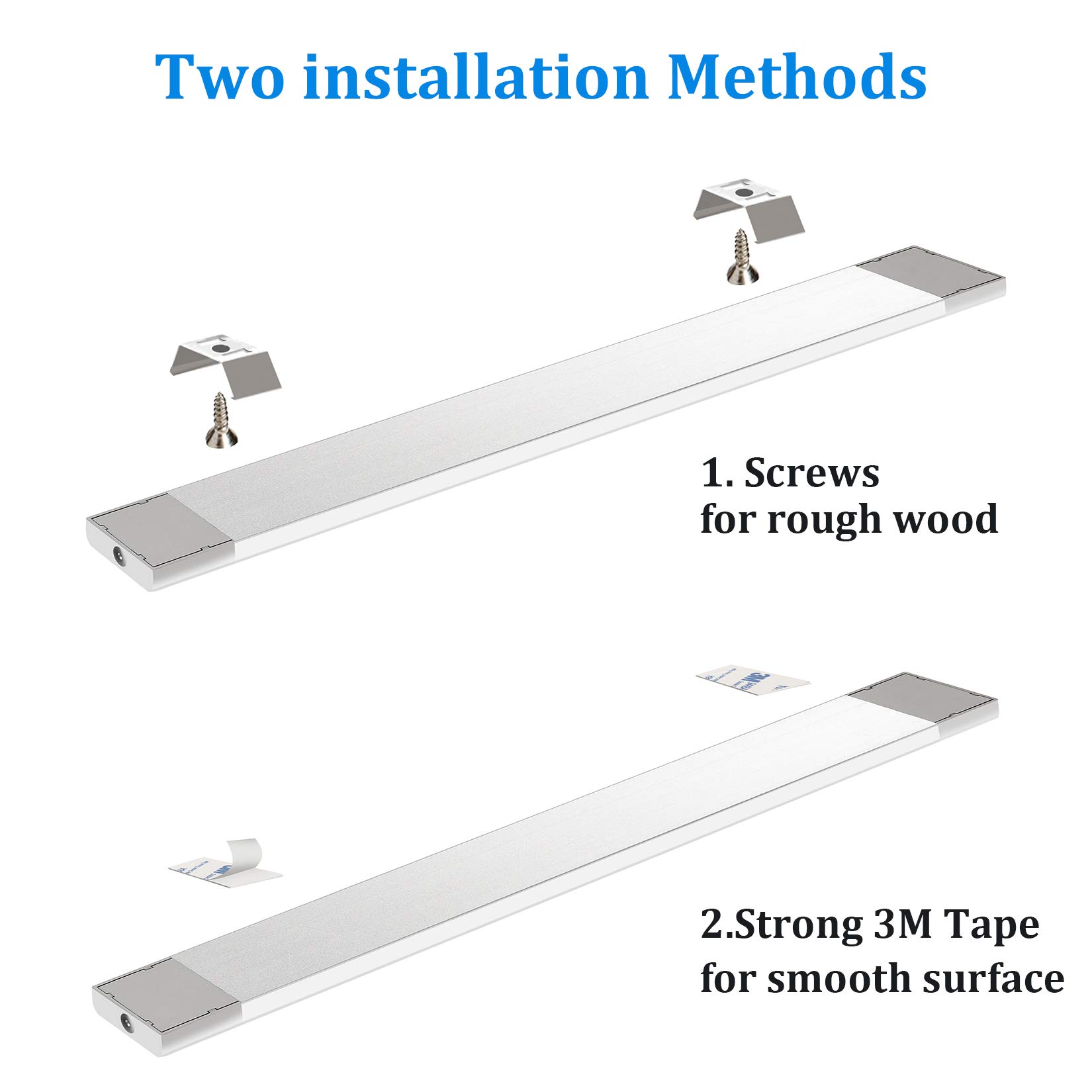 Two installation methods: adhesive tape and screws