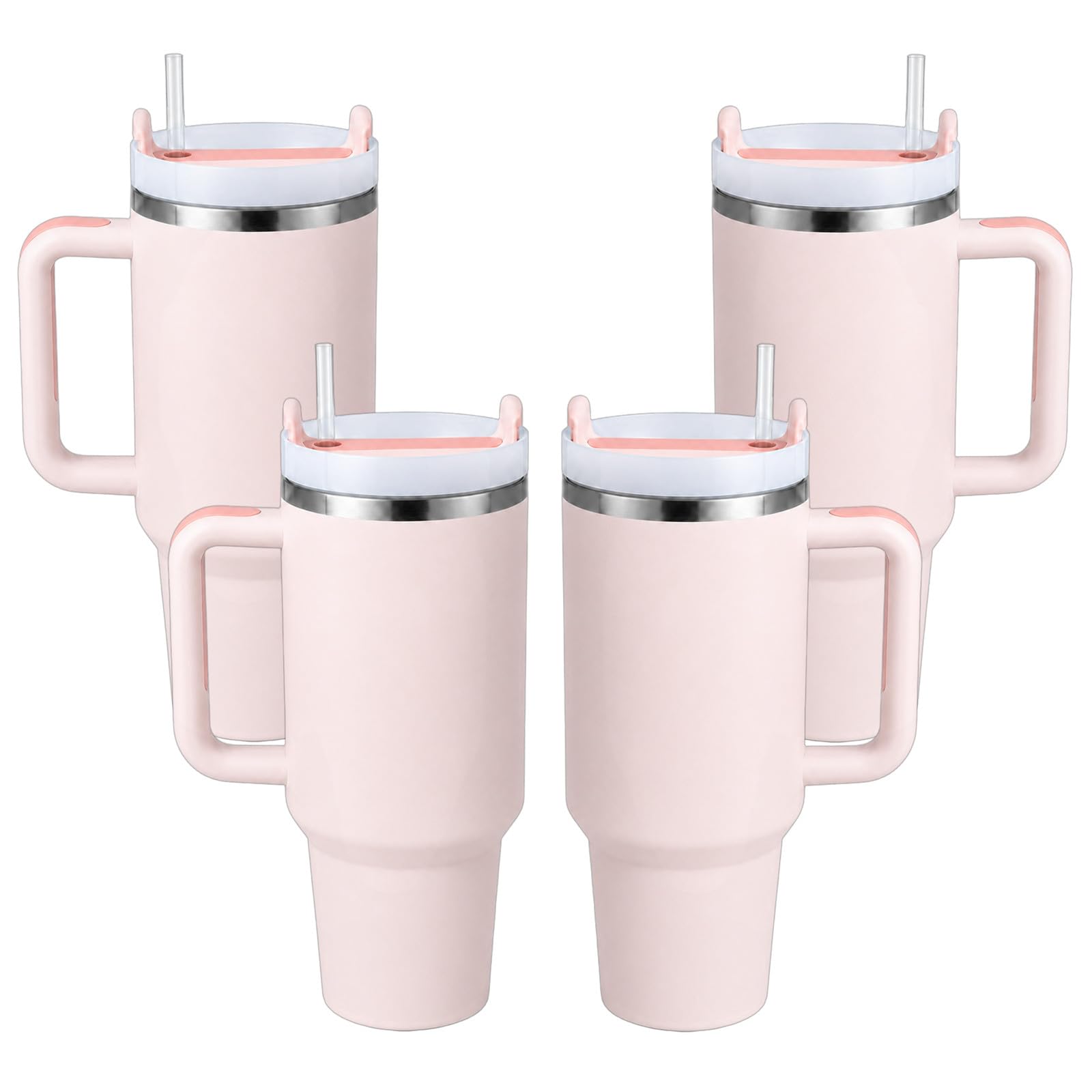 Pandance 4 Pack 40 oz Tumbler with Handle and Straw Bulk, Quartz