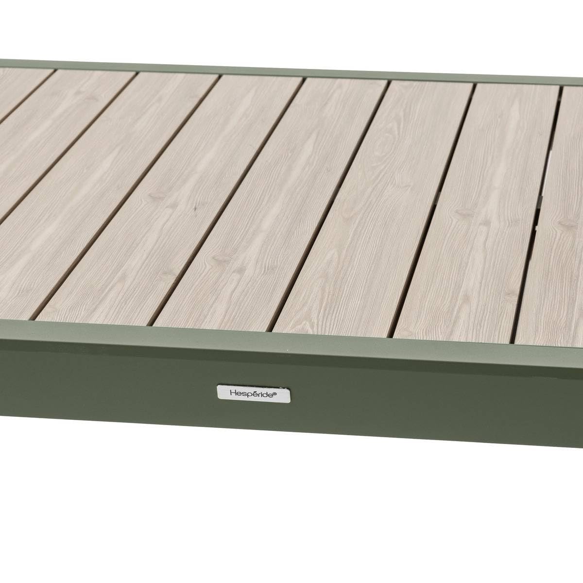 HESPERIDE - Tavolo da giardino allungabile Evasion Beige - 10 posti - Alluminio antiruggine con effetto legno - Prolunga scorrevole