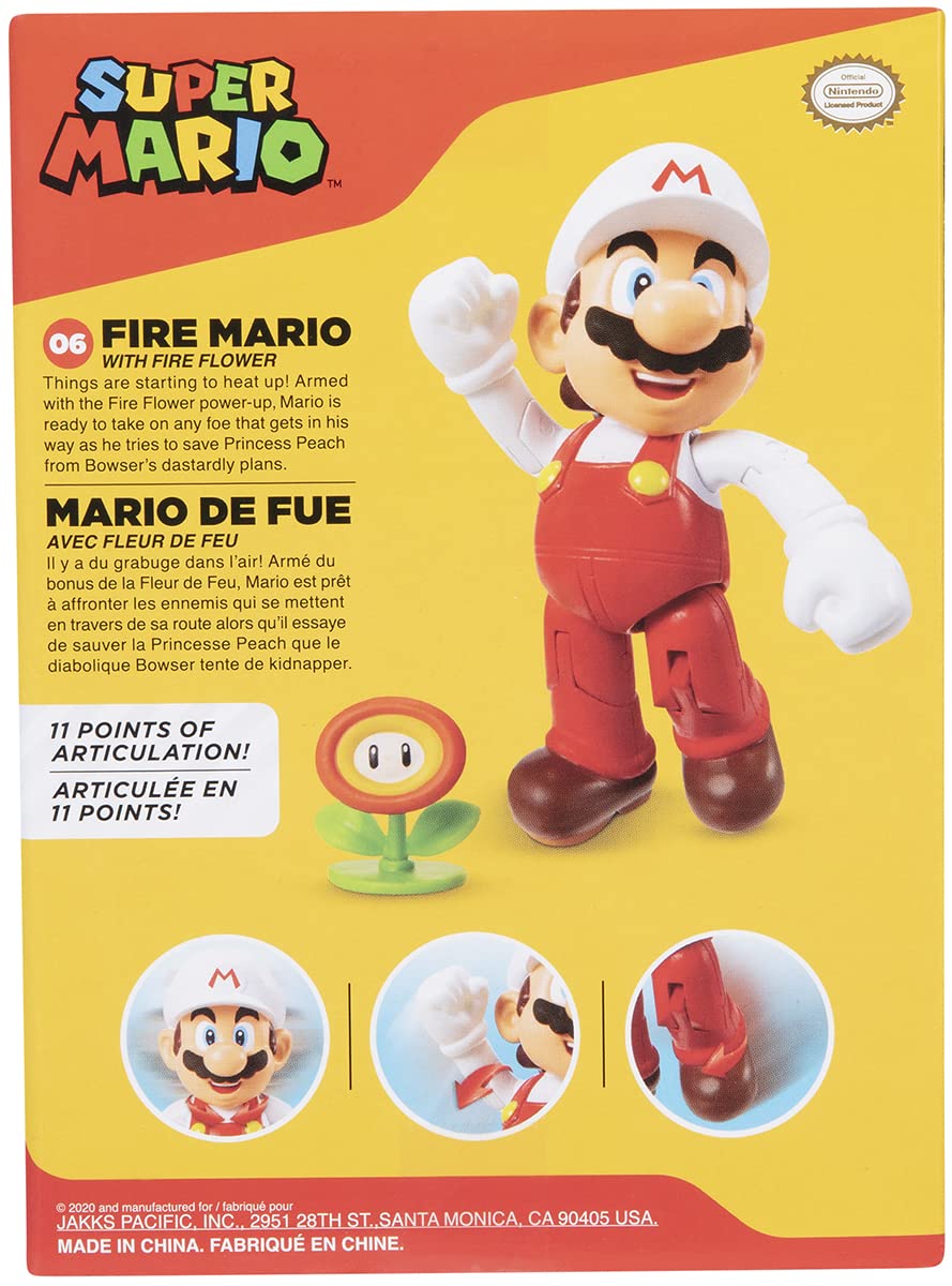 Jakks Pacific HK Ltd FIGURINA col. Mario Fuoco 10CM, Nero, One Size