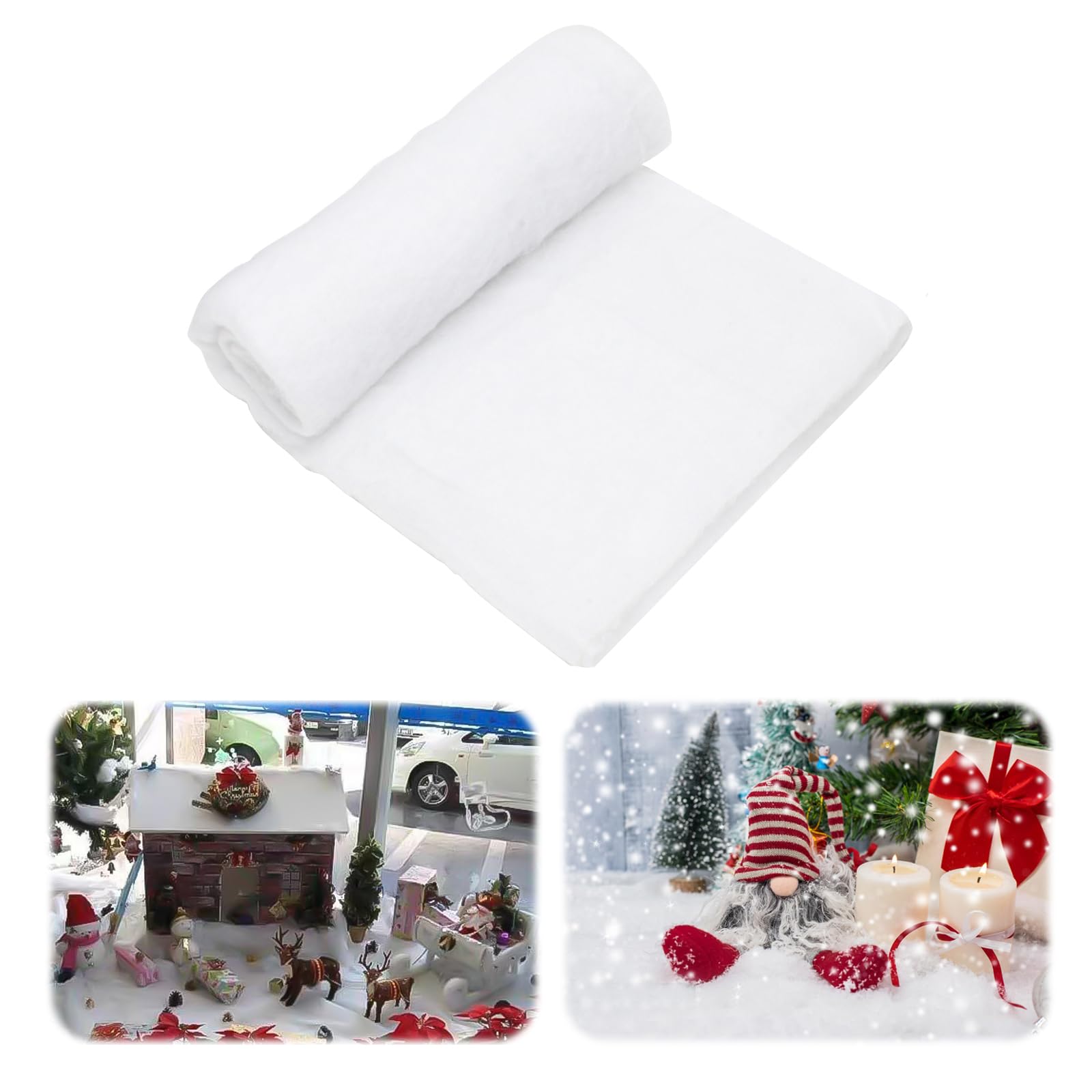 RANJIMA Manta de nieve artificial para Navidad, 80 x 240 cm, gruesa, suave, decoración navideña, manta de nieve, nieve artificial para árbol de Navidad, pantallas de pueblo de invierno, camino de mesa