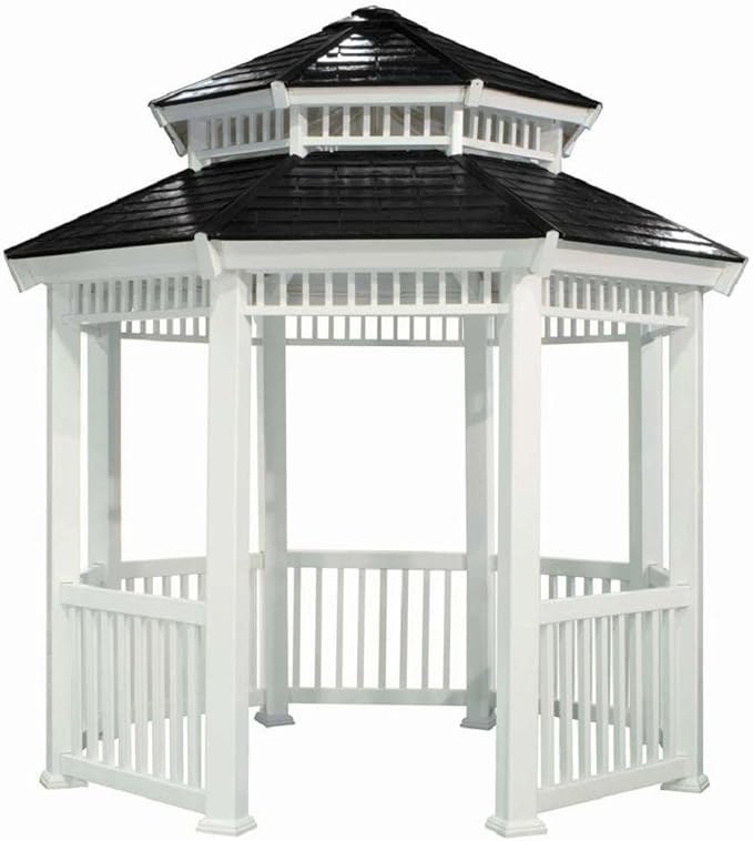 Suncast 10' Resin Octagon Gazebo with Double Roof, White