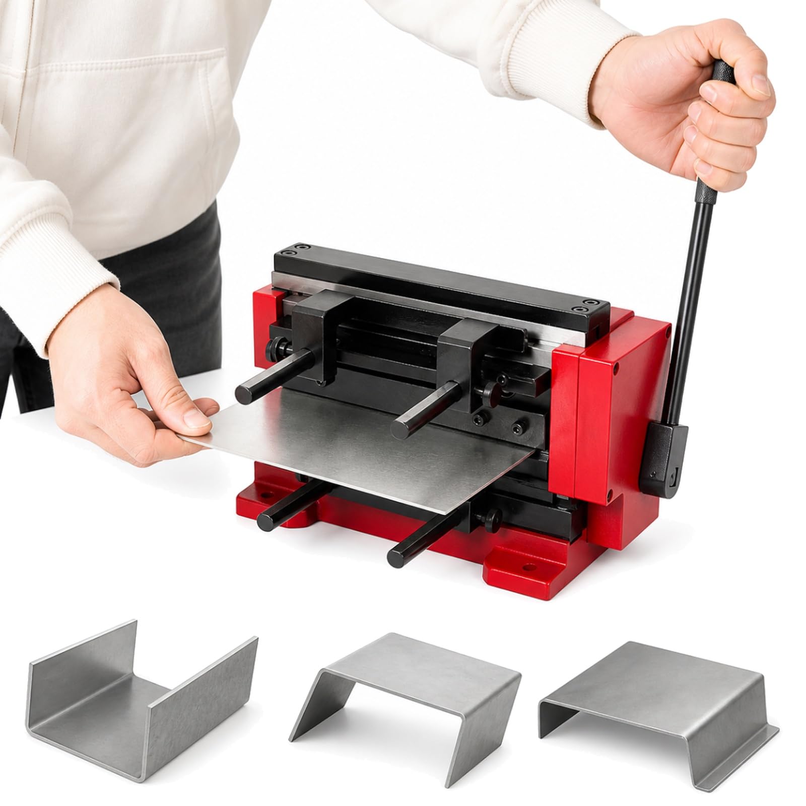 Cisaille Plieuse Manuelle pour Tôles, Machine De Découpe Et De Pliage, Plieuse Industrielle pour Métaux, Double Butée Réglable, Coupe Nette, pour Tôles d'acier Inoxydable